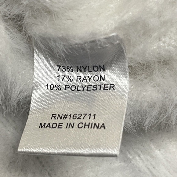 Hooked Up Eyelash Sweater Womens Small White Ribbed Long Sleeve Stretch Soft - Picture 5 of 10